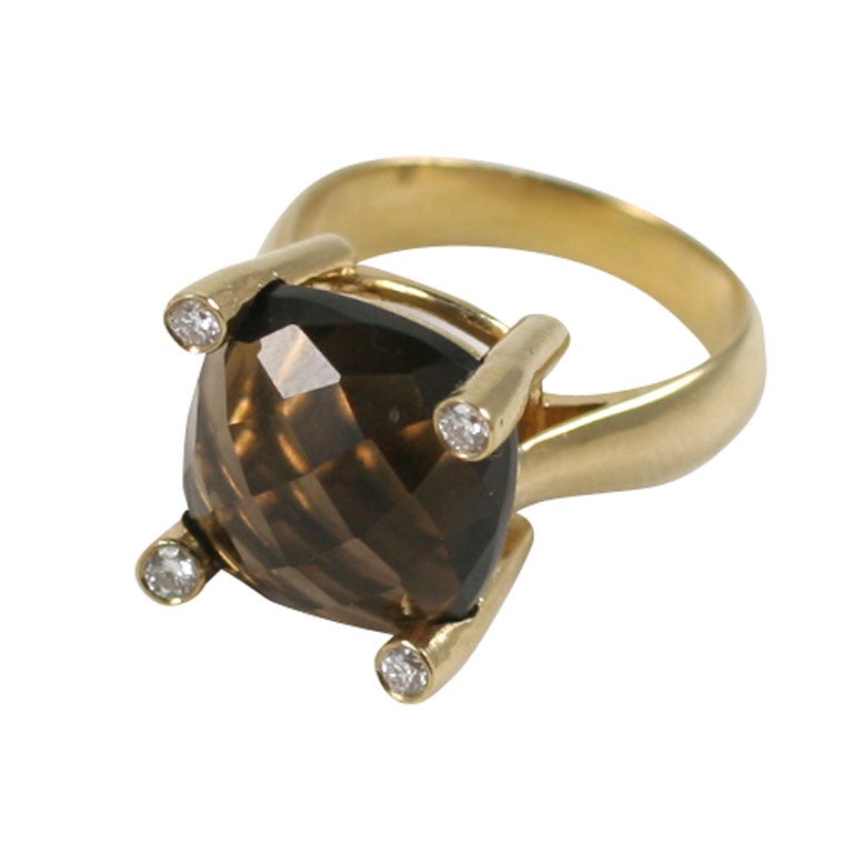 Smoky Topaz Cabochon Ring For Sale
