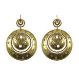 Gold and Diamond Disc Earrings