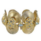 HOBE Rhinestone and Goldtone Clamshell Bracelet 4