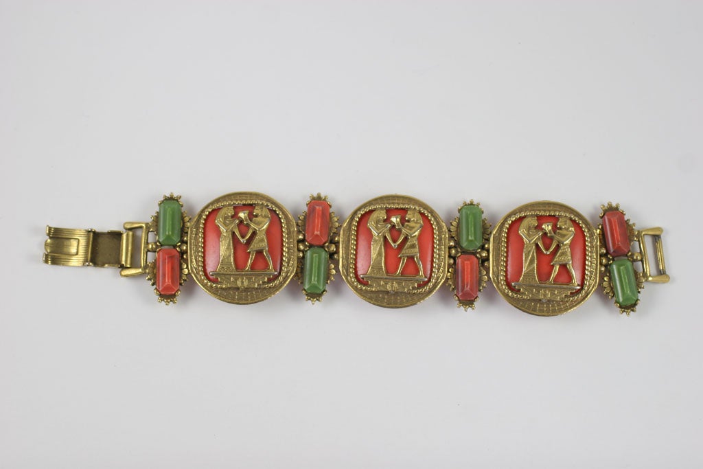 Egyptian Revival Bracelet, Costume Jewelry 1