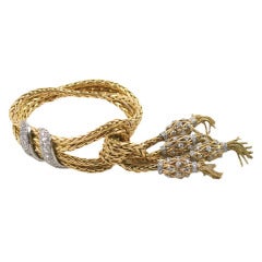 1940s French Diamond Gold Tassel Bracelet