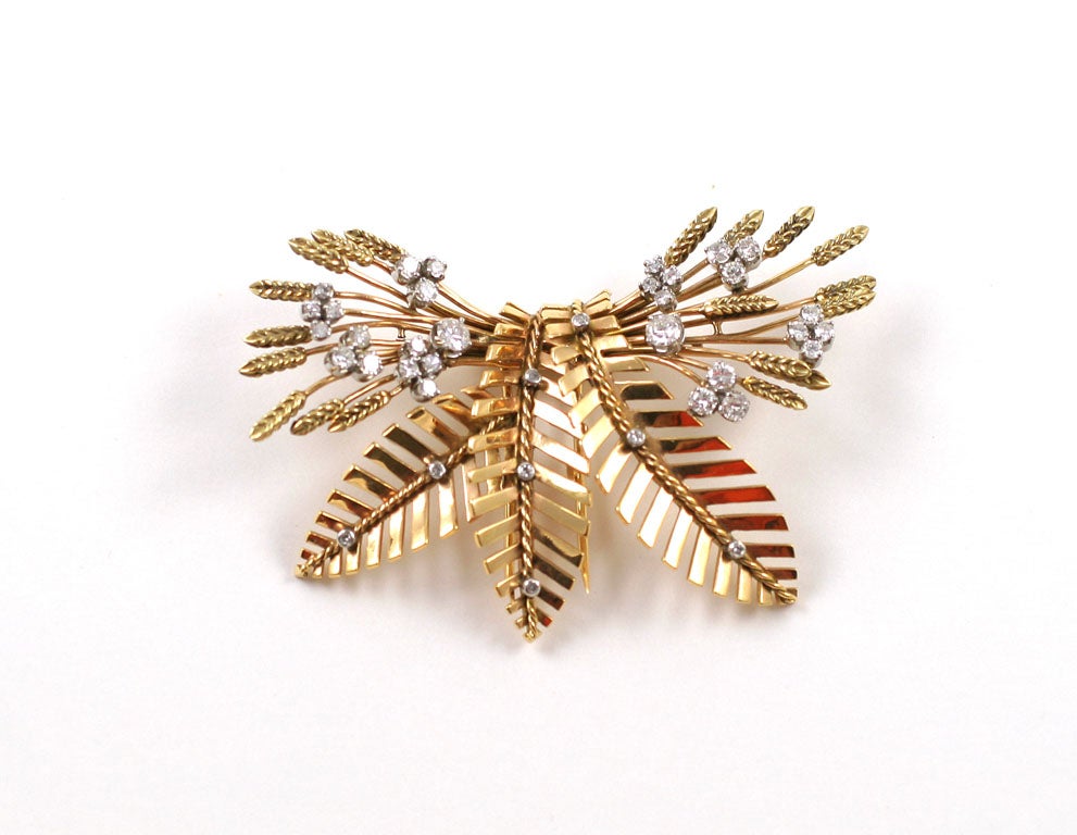 Retro Gold and Diamond Brooch