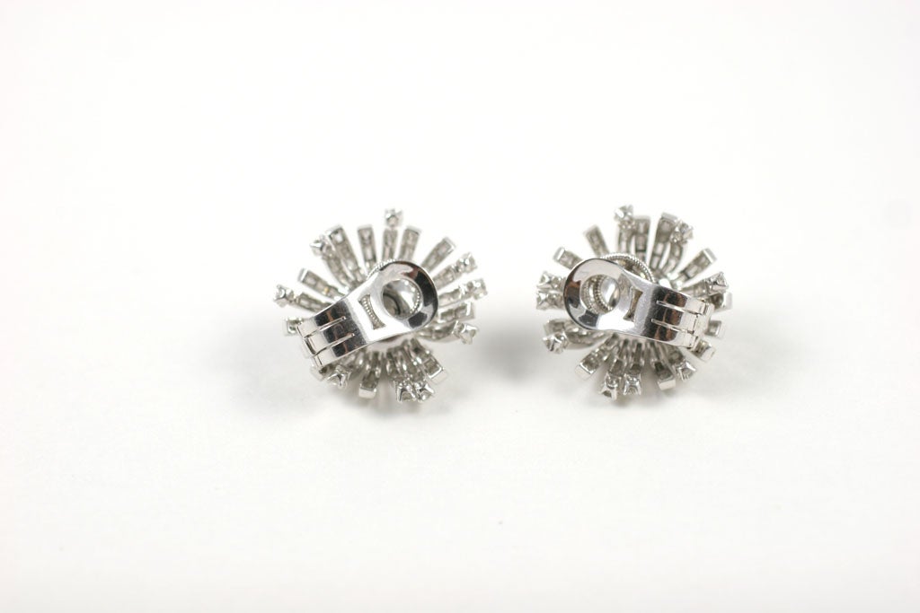 Women's Spectacular Diamond Snowflake Earrings, 1950s For Sale