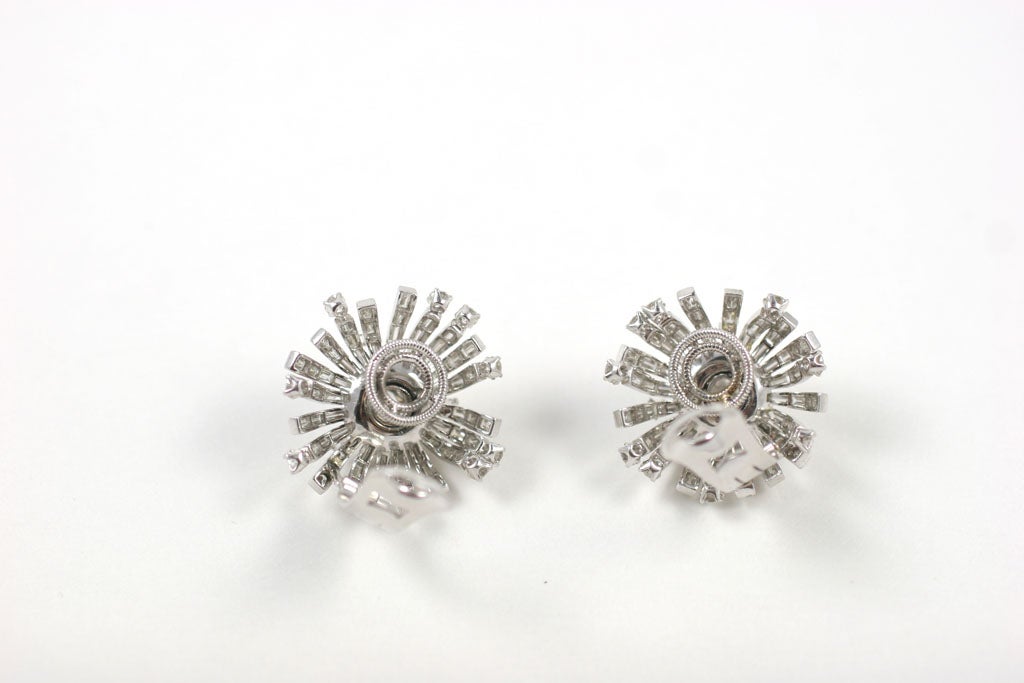 Spectacular Diamond Snowflake Earrings, 1950s For Sale 2