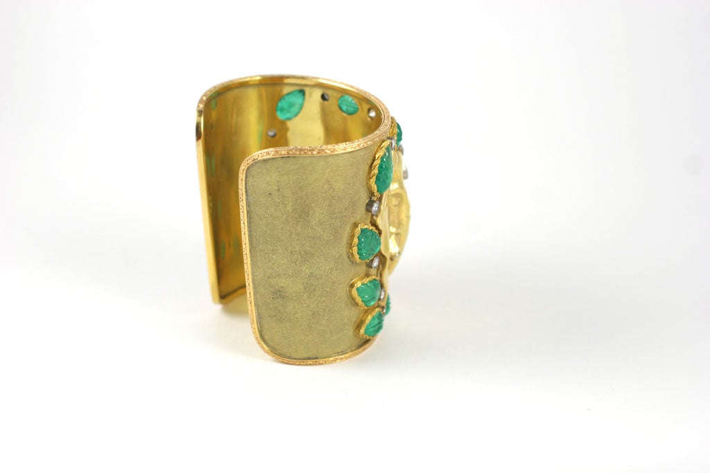 Stunning Emerald Diamond Gold Elephant Cuff by Demner 1