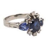Platinum, sapphire and diamond ring