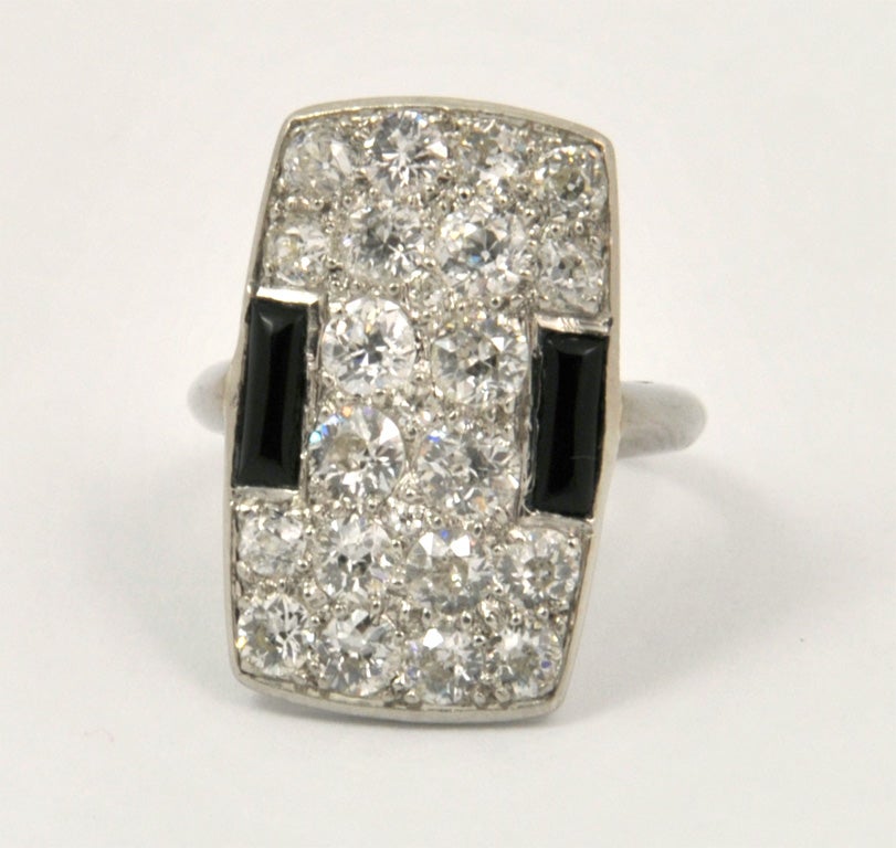 Art Deco diamond and onyx ring