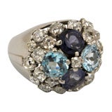 Vintage Topaz, iolite and diamond ring