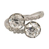 Charming Art Deco "Toi et Moi" platinum and diamond ring