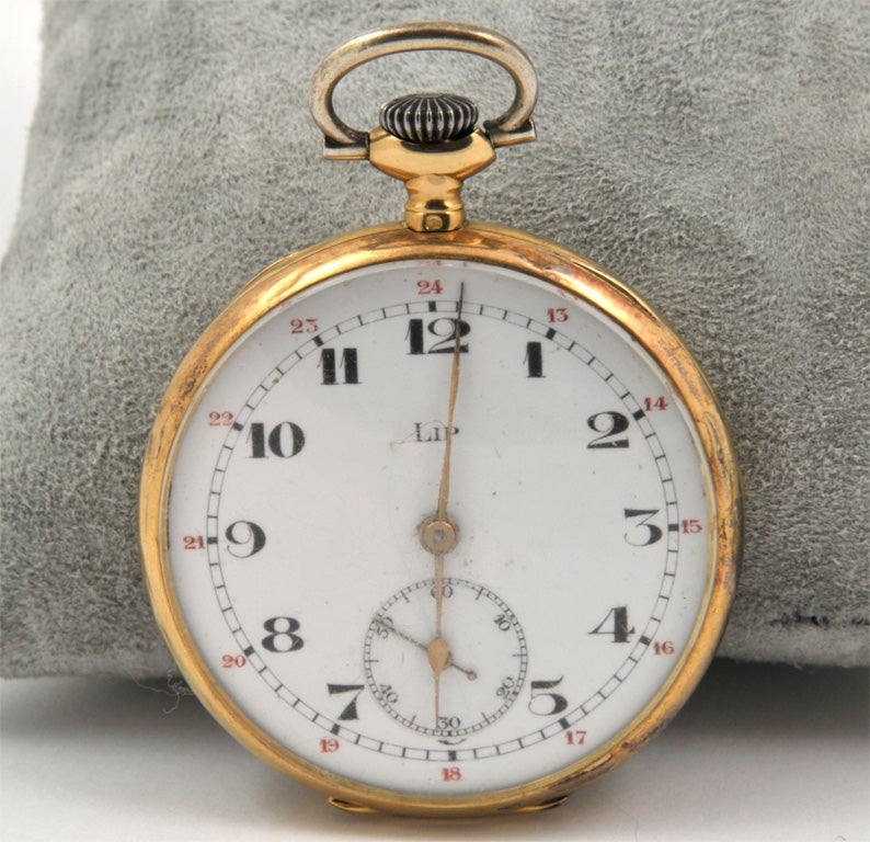 Elegant LIP 18 k yellow gold pocket watch