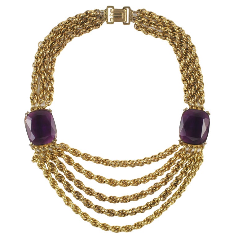 Vintage Chanel Costume Jewelry Necklace with Poured Glass Beads at 1stDibs