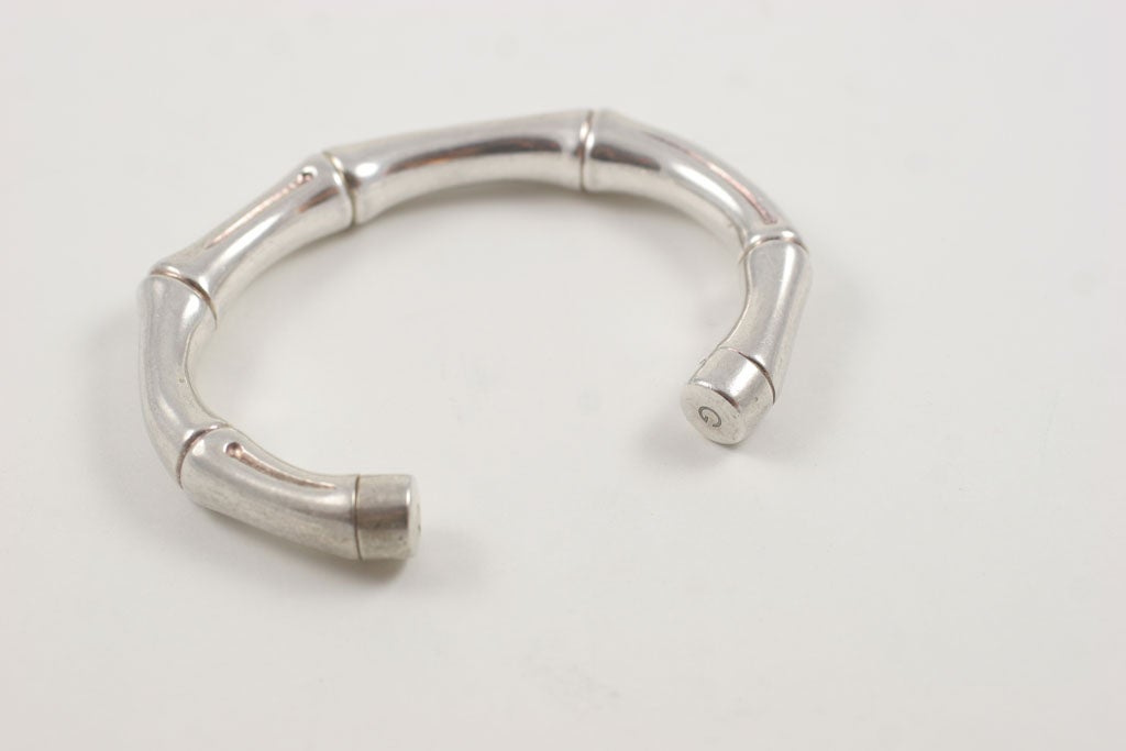 Women's 1980's Sterling Silver Bamboo Bracelet by Gucci