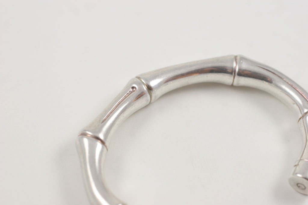 1980's Sterling Silver Bamboo Bracelet by Gucci 1
