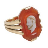 English 14K Gold and Carnelian Cameo Ring