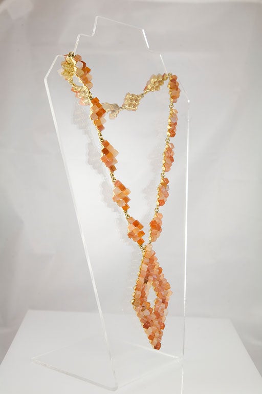 Diamond Pattern Agate Necklace In Excellent Condition In Palm Desert, CA