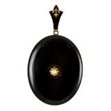 Onyx and Pearl Victorian Mourning Locket