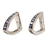 Art Deco Saphire and White Gold Cuff Links