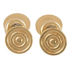 Pair of 14K Gold "Target" Cuff Links by Avedon