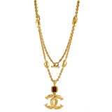 Chanel Goldtone and  Poured Glass Pendant and Chain