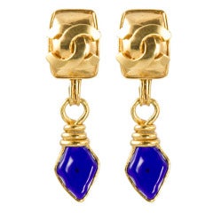 Gold Plate and Poured Glass Earrings by Chanel