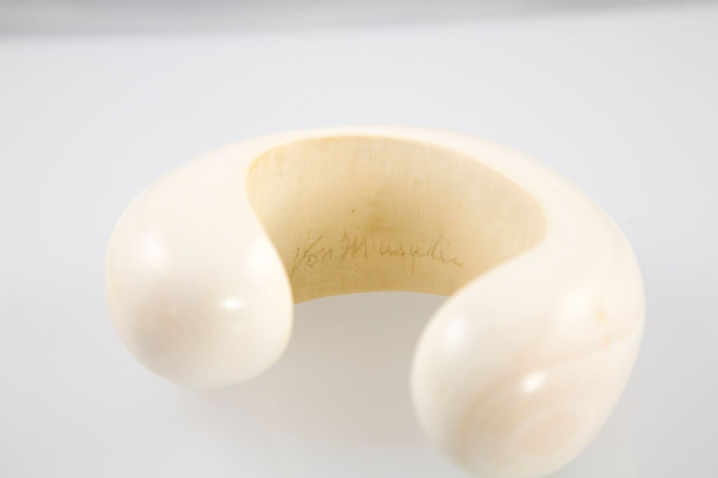 Sculptural Caved Ivory Cuff by Patricia Von Musulin 3