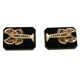 14K Gold and Onyx Lobster Cuff Links