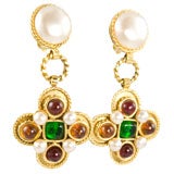 Poured Glass and Pearl Earrings by Chanel