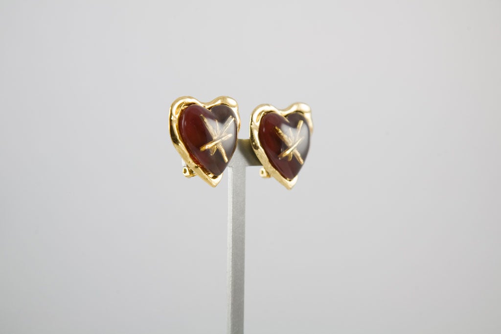 Women's Heart Shaped Earrings by Christian Lacroix For Sale