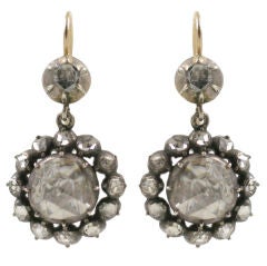 Antique Magnificent Pair of Rose Diamond Drop Earrings