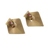 Pair of 14kt Yellow Gold Pearl & Ruby Earrings 2