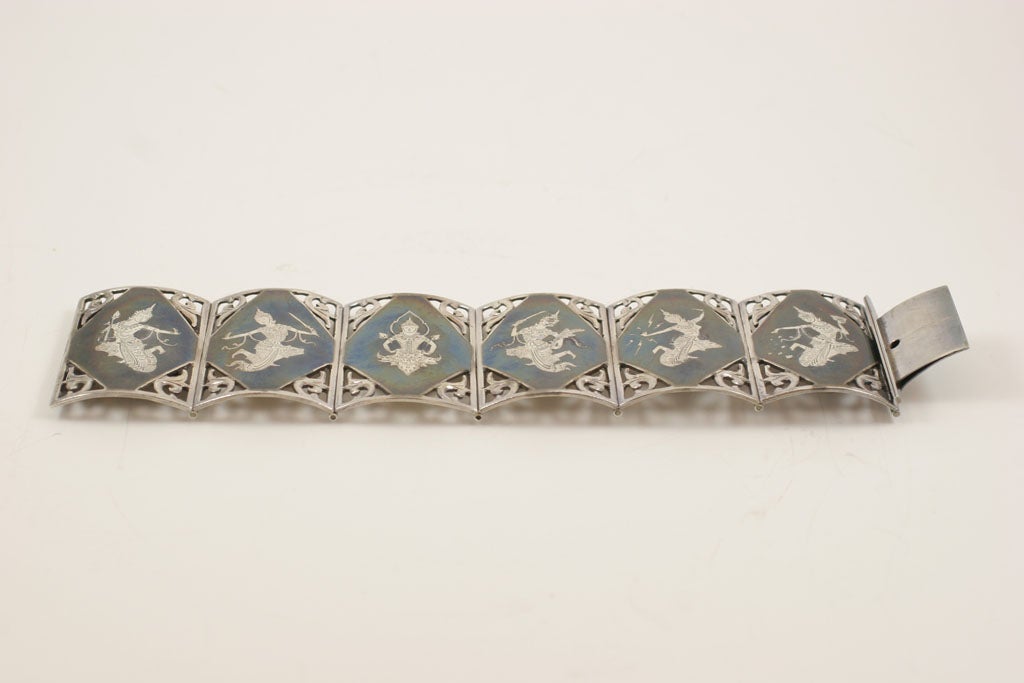 Women's Important Sterling Silver Siam Bracelet