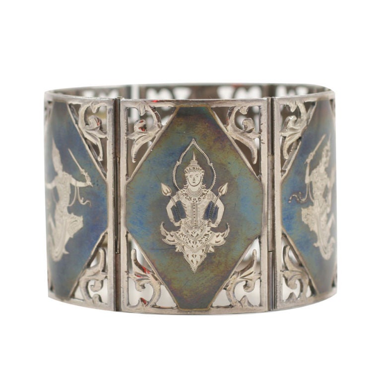 Important Sterling Silver Siam Bracelet