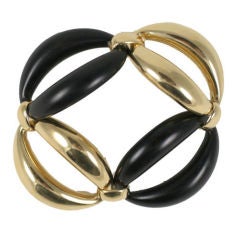 18kt Yellow Gold and Ebony oval link Bracelet 11