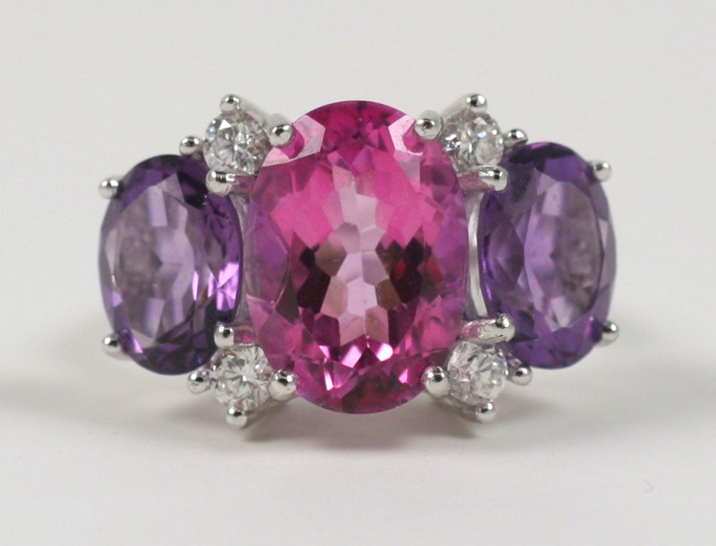 Grande bague GUM DROPTM avec topaze rose, améthyste et diamants Neuf - En vente à New York, NY