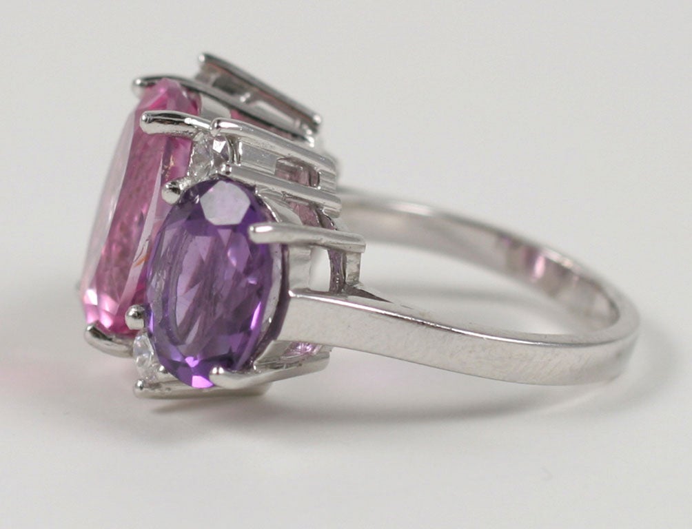 Large GUM DROP™ Ring with Pink Topaz and Amethyst and Diamonds In New Condition For Sale In New York, NY