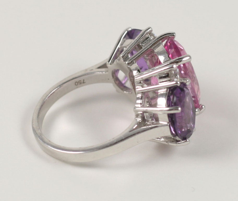 Large GUM DROP™ Ring with Pink Topaz and Amethyst and Diamonds For Sale 1