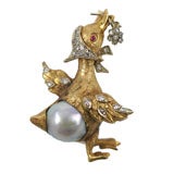 18kt  Yellow Gold, Pearl , Ruby & Diamond Mother Goose
