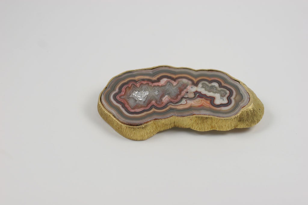 Women's Spectacular Andrew Grima Agate and 18k Gold Brooch/Pendant