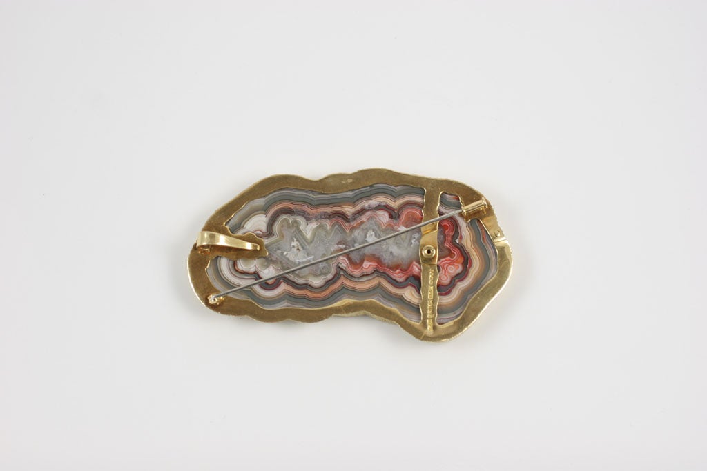 Spectacular Andrew Grima Agate and 18k Gold Brooch/Pendant 5
