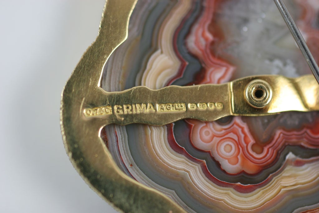 Spectacular Andrew Grima Agate and 18k Gold Brooch/Pendant 7