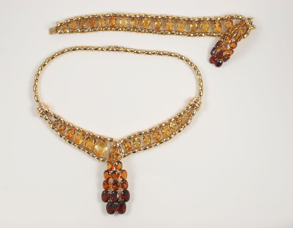 Stylish Andre Col Citrine Necklace and Bracelet Set