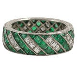 Beautiful Art Deco Diamond and Emerald Band