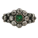 Charming Diamond and Emerald Georgian Flower Ring