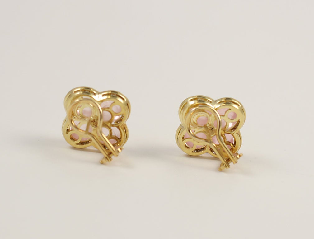 rose quartz and diamond earrings