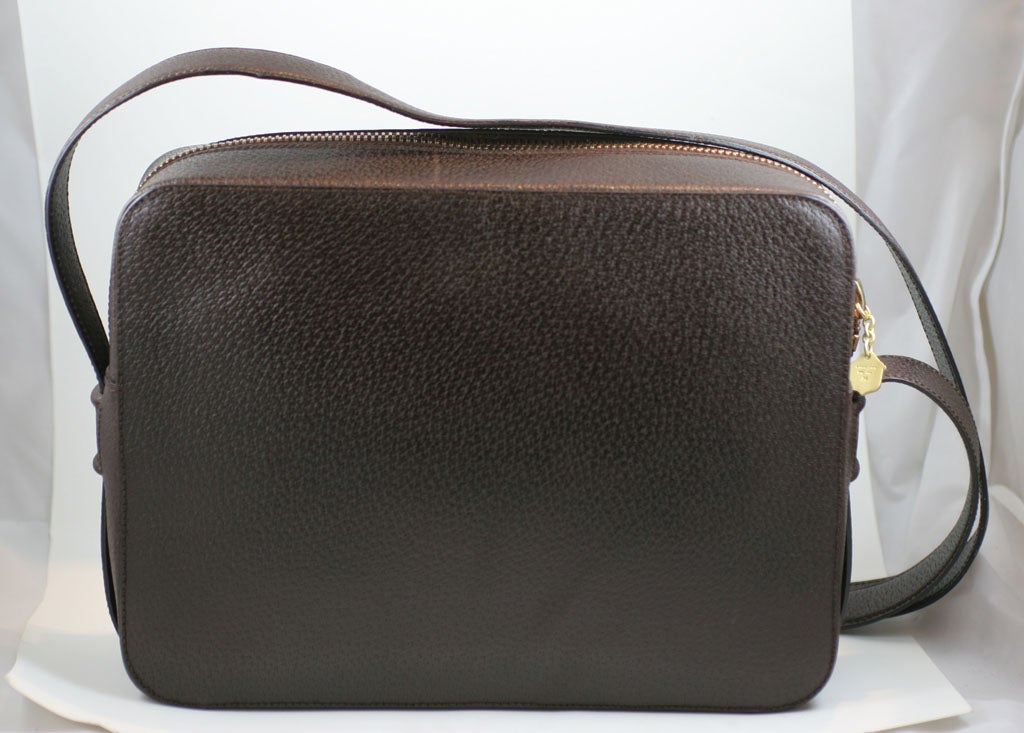 Brown Kieselstein Cord Shoulder Bag with Dog Plaque 2
