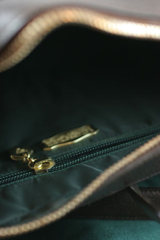 Brown Kieselstein Cord Shoulder Bag with Dog Plaque 6