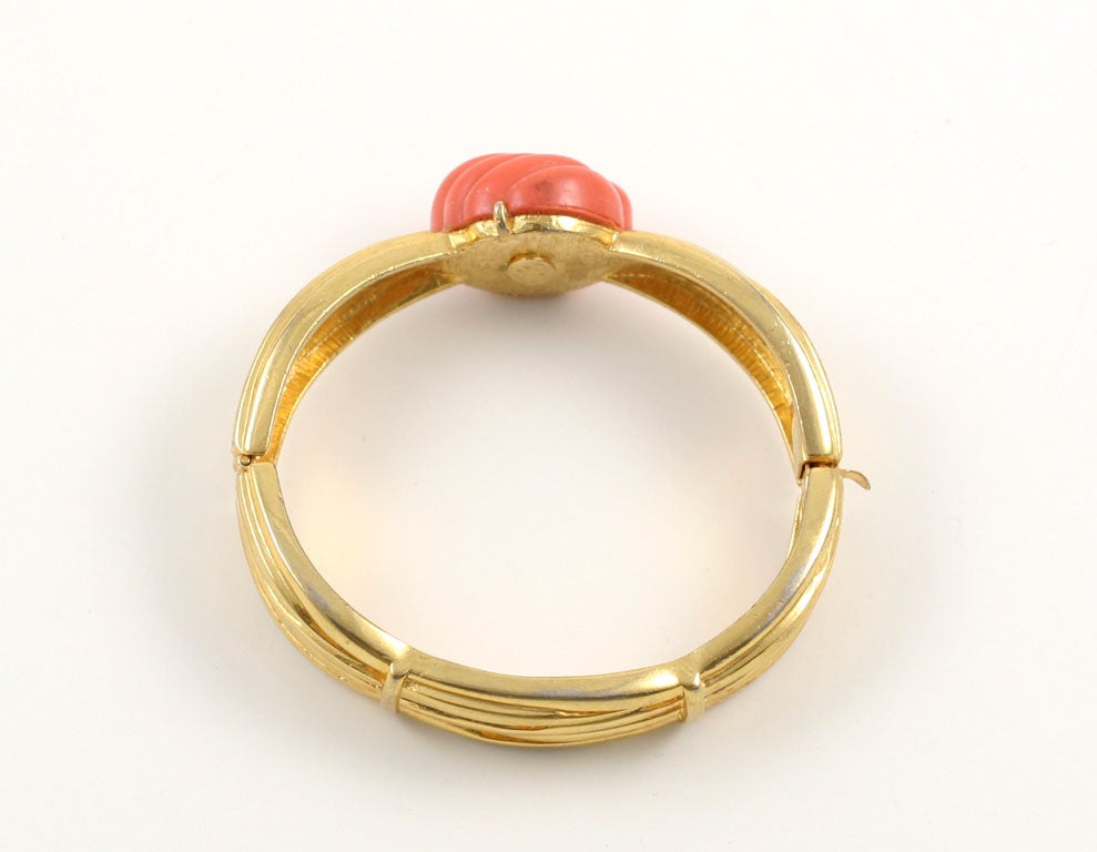 Lanvin Faux Coral and Gold Bracelet, Costume Jewelry In Excellent Condition In Stamford, CT