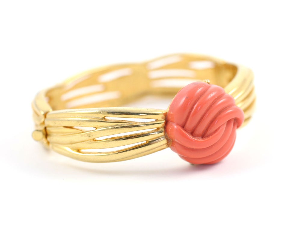 Women's Lanvin Faux Coral and Gold Bracelet, Costume Jewelry