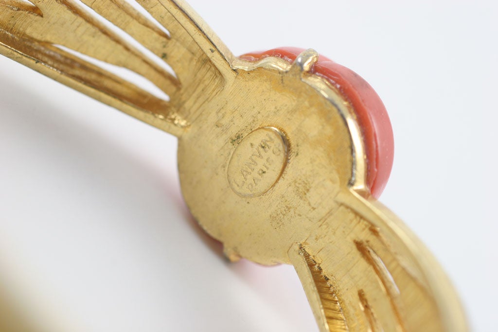 Lanvin Faux Coral and Gold Bracelet, Costume Jewelry For Sale at