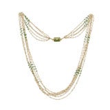 INDIAN NATURAL PEARL AND EMERALD BEAD NECKLACE